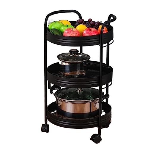 JPXXFM Küchenlagerstange 3 -Tier -Eisen Rolling Cart Movable Kitchen Lagerwagen Badezimmerregal mit Rädern Platz sparende Trolley Rolling Storage Cart (a) von JPXXFM