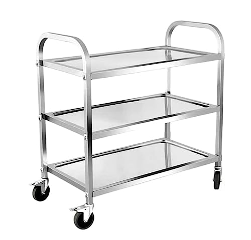 JPXXFM Küchenlagerstange 3 -Tier -Küchenlagerwagen mit Rädern Edelstahl Trolley Handelsspeisevorrangsrollender Rollwagen Rolling Cart Cart von JPXXFM