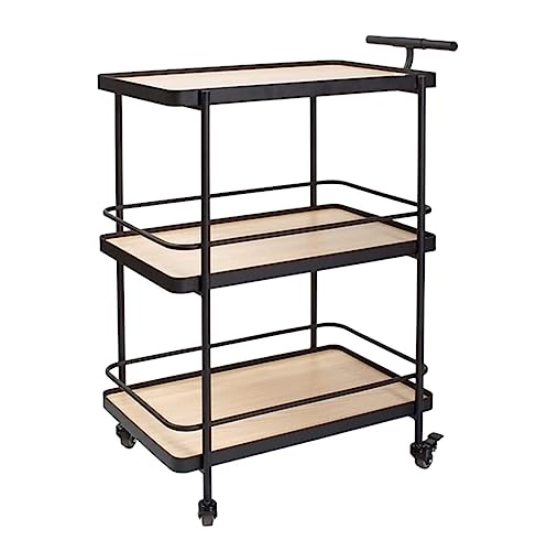 JPXXFM Küchenspeicher Rack 3 -Tier -Metalltrolley mit Rädern Mobiler Rollwagen Catering Carts Servicer Snack Cart Tee Küche Lagerharm Rolling Storage Cart (schwarz+primär) von JPXXFM