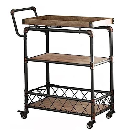 JPXXFM Küchenspeicher Rack 3-Tier Mobile Getränkes Service Cart Cart Tee Wagen Handschuppen-Eisen-Eisen-Esswagen Rolling Storage Cart von JPXXFM