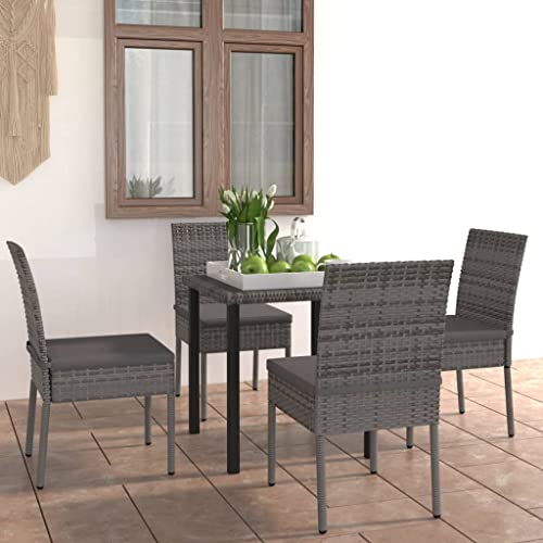 JPXXFM Outdoor-Möbel-5-Stück im Freien mit Kissen Poly Rattan Grey-Furniture von JPXXFM