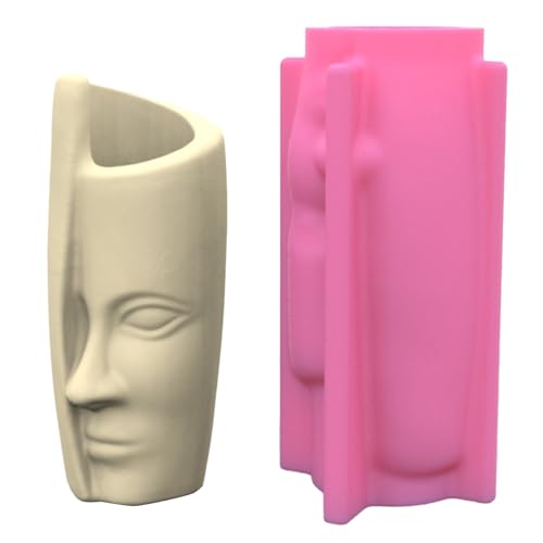 Menschliche Gesichtskunst Silikon Vase Form Sukkulenten Blumen Pot Ton Zement Gips Formen Hausgarten Blumentöpfe Form Form von JPXXFM