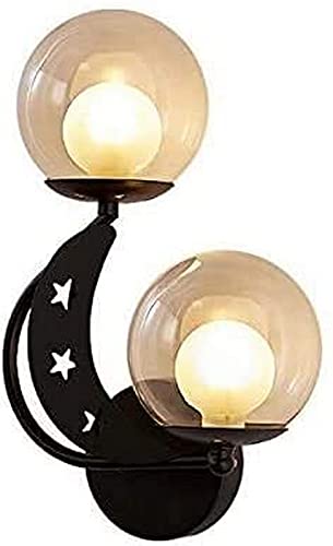 S, Wandlicht moderne einfache Leuchten links/rechter Ball Wandleuchte moderner Stil 2 Licht Klares Glas Wandmontage Kit in Schwarz/Gold kompatibel mit Restaurant Wohnzimmer Badezimmer Wandleuchte H. von JPXXFM