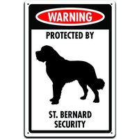 Blechschild Für Haustürdekoration - Dieses Schild Hundebesitzer Eingang Oder Zaun 12 X 8In. Warnung Geschützt Durch Bernhardiner Sicherheit von JPsParcels
