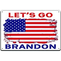 Blechschild Man Cave Decor Metallschild 12 X 8 in Schild Für Garage, Keller, Schuppen, Cave, Türzaun Wand Fjb Lets Go Brandon American Flag von JPsParcels