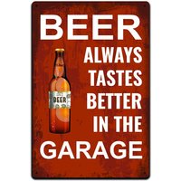 Blechschilder Man Cave Dekor - Metallschild 12 X 8 In. Bier Schmeckt Immer Besser in Der Garage von JPsParcels