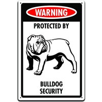 Zinn Zeichen Für Haustür Dekor - Dieses Hundebesitzer Eingang Oder Zaun 12 X 8In. Warnung Geschützt Durch Bulldog-Sicherheit von JPsParcels