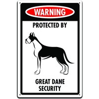 Zinn Zeichen Für Haustür Dekor - Dieses Hundebesitzer Eingang Oder Zaun 12 X 8In. Warnung Geschützt Durch Große Dane Sicherheit von JPsParcels