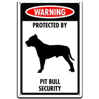 Zinn-Zeichen Für Haustür Dekor - Dieses Zeichen Hundebesitzer Eingang Oder Zaun 12 X 8In. Warnung Geschützt Durch Pit Bull Sicherheit von JPsParcels