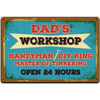 Zinn Zeichen Vatertag Wand Dekor Ieren Für Mann Höhle Garage Büro Oder Keller Bar 12 X 8 In. Dad Es Workshop Master Of Tinkering von JPsParcels