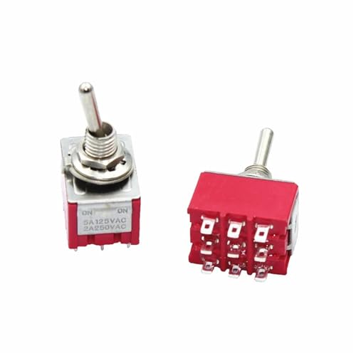 9-poliger Mini-Kippschalter 3PDT EIN-EIN/EIN-AUS-EIN 2A250V/5A125VAC MTS-302 MTS-303 2 Stück(ON-ON) von JQDJXMED
