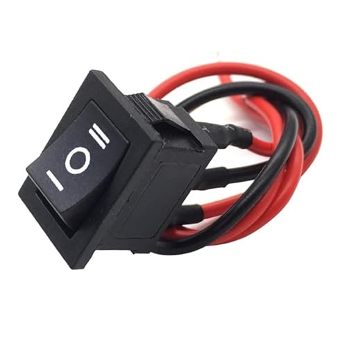 Mini-Wippschalter 12 Volt EIN Aus Kippschalter mit Kabel 6A/250V 10A/125V Elektrische Schalter 1St(Spuare ON OFF ON) von JQDJXMED