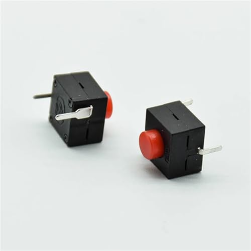 Rot/schwarz L068-A DC 30V 1A Kleiner selbstsichernder 8 * 8 * 8,4mm Wit 2 Fuß mit Schloss Licht Touch-Taste Schalter 2Pcs(Red) von JQDJXMED