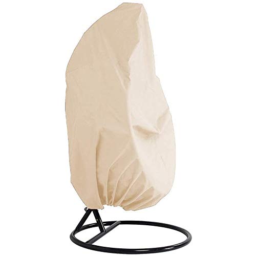 XMZFQ JQDZX Abdeckung für Hängesessel, Garten Oxford Abdeckplane Schwingsessel Wasserdicht Hängekorb Schutzhülle mit Kordelzug, für Outdoor-Eierstuhl, Schaukelstuhl (Single 190 * 115cm,Beige A) von XMZFQ