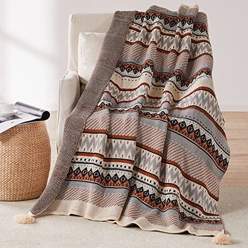 JQGGJYGG Decke im Ethno-Stil mit quaste,Boho-Decke mit Fransen,gewebte tagesdecke im amerikanischen Ethno-Stil,geometrische Strickdecke Quasten Jacquard,Strickdecke,Sofadecke,Style 9,80 * 100cm von JQGGJYGG