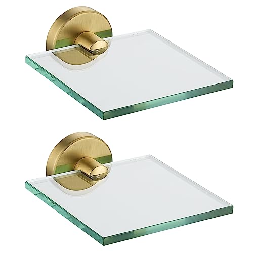 JQK Kleine schwebende Glasregale Gold, 10,2 cm Displaykanten für Wand, Mini-Dekor, Wohnzimmer, Schlafzimmer, Badezimmer, gehärtetes Glas, Duschaufbewahrung, 2 Stück, TGS101L4-BG-P2 JQK Kleine schwebende Glasregale Gold, 10,2 cm Displaykanten für Wand, Mini-Dekor, Wohnzimmer, Schlafzimmer, Badezimmer, gehärtetes Glas, Duschaufbewahrung, 2 Stück, TGS101L4-BG-P2 von JQK