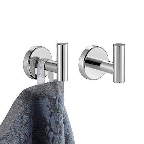 JQK TB210L24-BN Handtuchhalter, 61 cm, Edelstahl, gebürstete Oberfläche, Wandmontage, Gesamtlänge 30,5 cm Towel Hook (2 Pack) silber von JQK