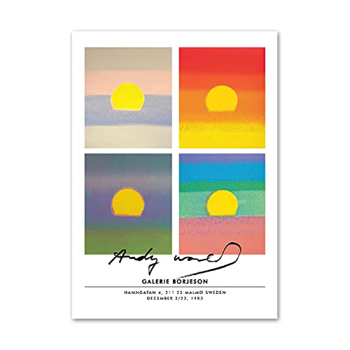 JQNDDP Andy Warhol Ausstellung Poster Sonnenuntergang Pop Leinwand Wandkunst Ästhetische Malerei Andy Warhol Drucke Und Bilder Für Wohnzimmer Dekor 50x70cmx1 Kein Rahmen von JQNDDP