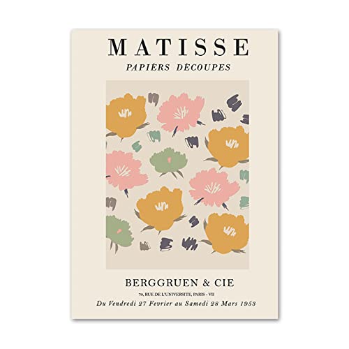 JQNDDP Matisse Poster Orange Pink Floral Wall Art Flower Canvas Painting Matisse Prints Matisse Bilder for Teen Girl Room Decor 50x70cmx1 No Frame von JQNDDP