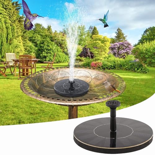 Verbesserte Solar-Vogeltränke Springbrunnen Pumpe Solarbetriebener Wasserbrunnen mit 6 Düsen für Vogeltränke, Gärten, Teiche und Pools - Ideale Dekoration für den Außenbereich von JQTOP