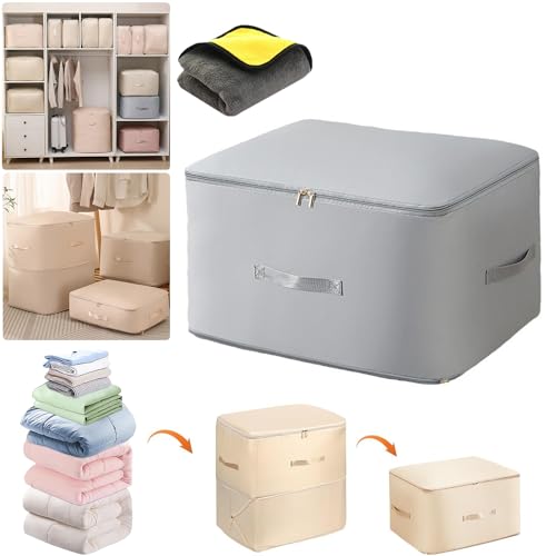 JQUAL Ultra Platzsparender Auto-Kompressions-Organizer, Ultra Space Saving Self Compression Organizer, Platzsparende Selbstkomprimierender Organizer Aufbewahrungstasche (Grau, XL-54x42x60cm) von JQUAL