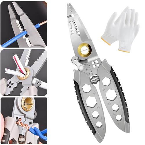 Mehrzweck-Abisolierzange, Professionelles Mehrzweck-Abisolierwerkzeug, Elektriker-Crimpzange zum Abisolieren, Kabelschneider, 7-Inch Multipurpose Wire Stripper, Professional Wire Stripping Tool von JQUAL