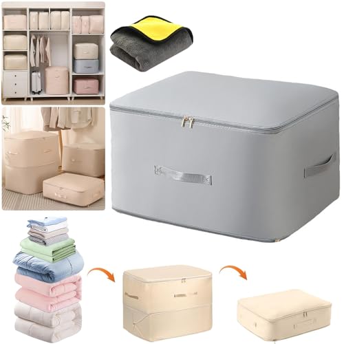 Ultra Platzsparender Auto-Kompressions-Organizer, Ultra Space Saving Self Compression Organizer, Platzsparende Selbstkomprimierender Organizer Aufbewahrungstasche (Grau, L-54x42x30cm) von JQUAL