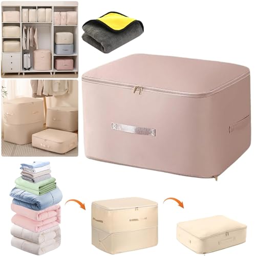 Ultra Platzsparender Auto-Kompressions-Organizer, Ultra Space Saving Self Compression Organizer, Platzsparende Selbstkomprimierender Organizer Aufbewahrungstasche (Rosa, L-54x42x30cm) von JQUAL