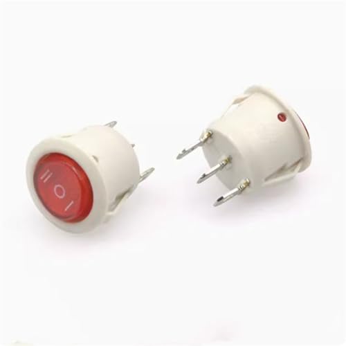 1pcs 20mm ON OFF Round Rocker Switch 6A/250VAC 10A 125VAC 2/3PIN Push Button Switch(White redlight 3P3T) von JQVZKFYFK