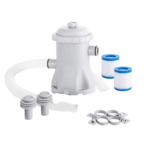 Pool Filter Pump 330 GPH Paddling Pool Electric Water Pump With 2 Pool Filter Cartridge Pool Pumps Above Ground Small Pool Filte(EU Plug) von JQVZKFYFK