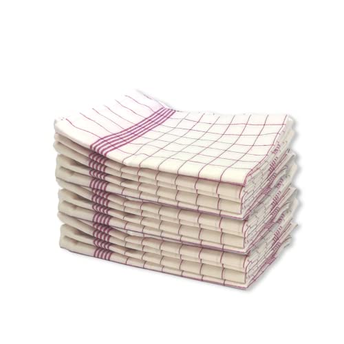 JR-Tex Küchentücher Geschirrtücher aus Baumwolle Küchenhandtücher Geschirrhandtücher aus 100% Baumwolle Spüllappen für die Küche Barista-Tuch Rot Weiss (10er Set 50x70 cm, Rot-Weiß) von JR-Tex