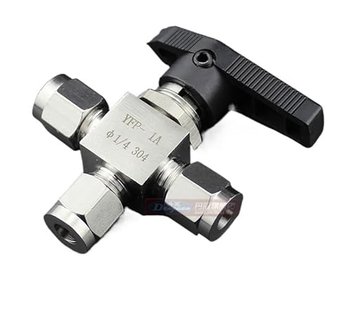 JRBJWYVV 304 Stainless Steel Tee 3 Ways Compression Fitting Shut Off Ball Valve 915 PSI PN 6.4 Fit for 1/8" inch O/D Tube von JRBJWYVV