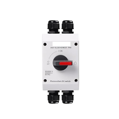 JRBJWYVV Photovoltaik Solar DC Trennschalter Outdoor PV Solarschalter 4P 1000V 32A UKPM Drehgriff IP66 EKD7(MG25 Anschluss) von JRBJWYVV