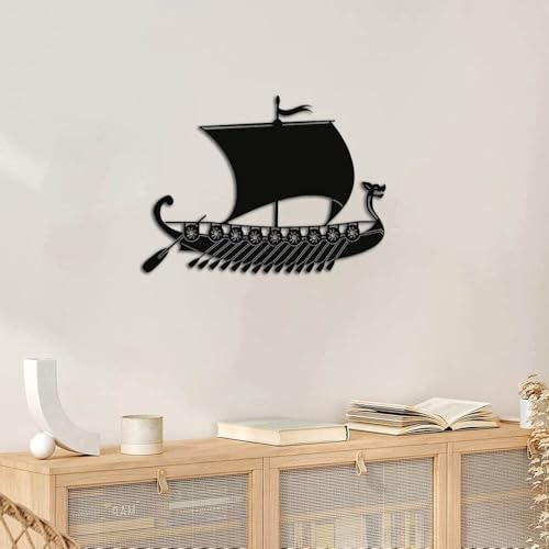 JRBNIT Große Wandkunst Aus Metall, Metall Wanddeko Faszinierende Wandskulpturen Im Segelboot-Stil, Wanddekoration Aus Metall for Das Zimmer Eines Ozeanliebhabers(50cm/19.8in) von JRBNIT