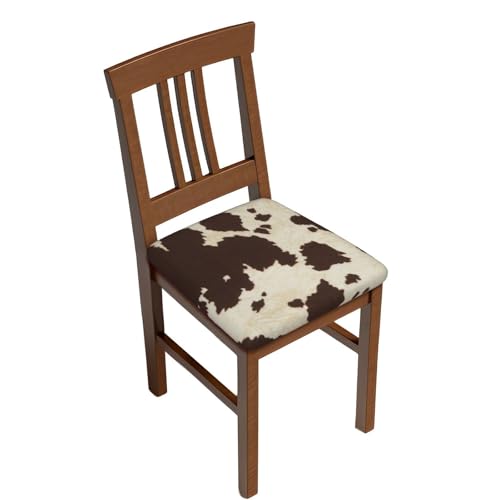 JRBWTDBW Quadratischer Stuhl-Kissenbezug mit Kuhfell-Druck, hochwertiges elastisches Milchseidenmaterial, für die meisten quadratischen Stühle von JRBWTDBW