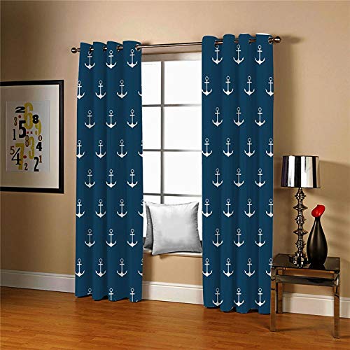 JRCURTAIN 3D Vorhang Blickdicht Anker Gardine Polyester Mit Haken Für Schlafzimmer Kinderzimmer Wohnzimmer Dekoration 2Er Set 220X215Cm von JRCURTAIN