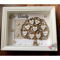 Personalisierte Familienbaum, Unsere Familie, Geschenk 3D Box Rahmen, Geburtstag von JRCraftingStore