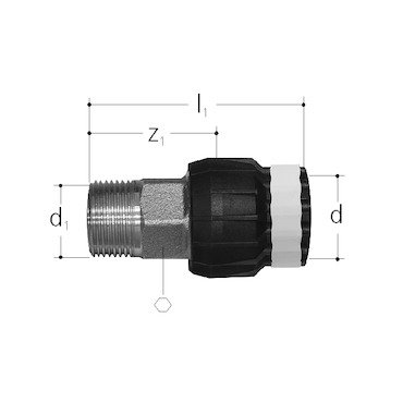 SANIPEX MT-Übergang mit Aussen- gewinde DN15(1/2")-16 mm von Bhgytec