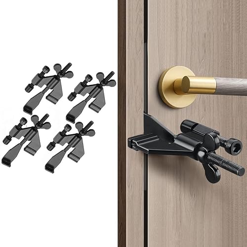 4 Stück Tragbares Türschloss, Zinklegierung Sicherheitsschloss für Reisen, Hotelzimmer Türsch(Schwarz) von JRHTD