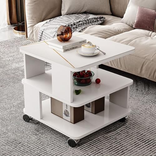 JRHTD Couchtisch Beistelltisch for Couch aus Holz, Stabiler & moderner Nachttisch mit zusätzlicher Ablagefläche, 50 * 50 * 50cm (Size : White 3) von JRHTD
