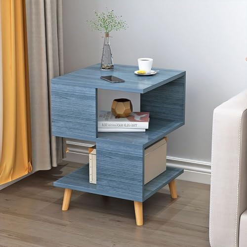 JRHTD Couchtisch Wohnzimmertisch for Couch aus hochwertigem Holz, Coffee Table mit zusätzlicher Ablagefläche, 40 * 40 * 57cm (Size : Blau) von JRHTD