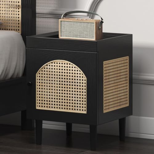 JRHTD Nightstand Nachttisch mit Rattan-Effekt, Schlanke Beistelltische mit Stauraum, Aufbewahrungsschrank für Wohnzimmermöbel(2) von JRHTD