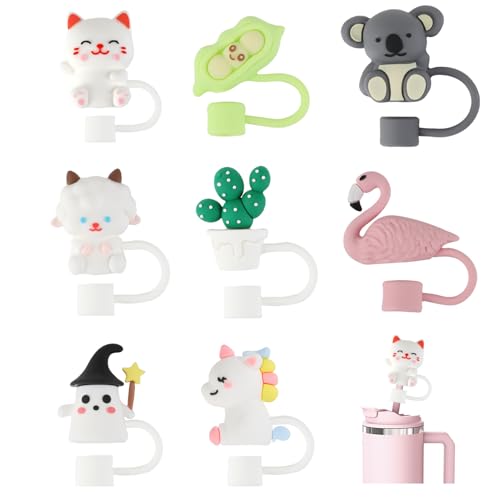 8 Stück Strohhalm Zubehör Kompatibel mit Stanley Cup 40oz, Staubdichte Silikon Abdeckung 10mm, Silikonhüllen für Strohhalme, Cups nicht enthalten（Farbe） von JRILUO