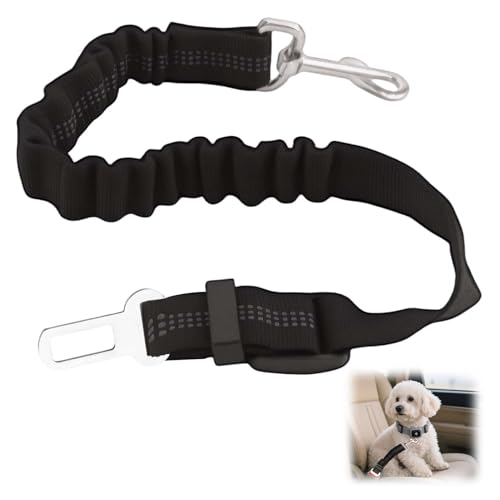 Hundegurt fürs Auto mit Elastischer Ruckdämpfung, Verstellbarer Sicherheitsgurt mit Metallkarabiner, Robuste Anschnallhilfe für Kleine und Mittlere Hunde und Alle Autotypen, für Unterwegs Autofahrten von JRILUO