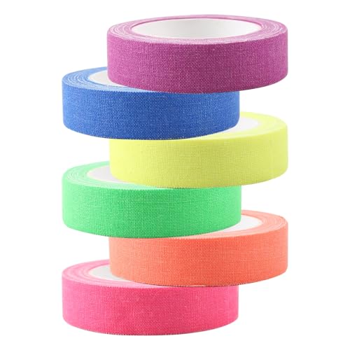 6 Rollen Bunt UV Schwarzlicht Klebeband, Mehrzweck 15mm X 5m Neon Fluorescent 6 Farben Mini Gewebeband, Schreibbar Starker Klebstoff für Party Dekoration Treppe Warnung von JRJRN