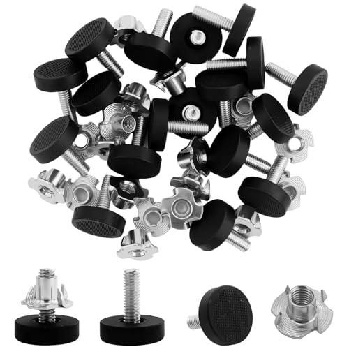 18Pcs Möbelfüße Verstellbar Regulierschraube Justierschraube Nivellierfüße Verstellschraube Stellfüße mit Einschlagmutter M6 Ø 21mm Sockel Höhenverstellbar für Tischbeine Schrankbeine Sofa von JRSHIRLEYLTD