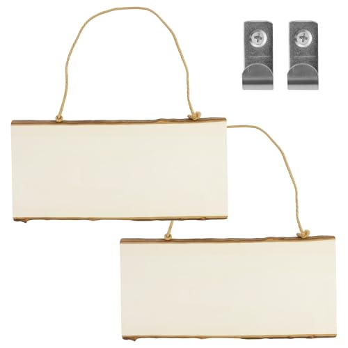 2 Stück hölzernes hängendes Schild, leeres hölzernes Schild, rechteckiges hängendes hölzernes Schild mit Hanfseil, 2 Stück U-förmiger Haken und Schraube, für Zimmer, Tür von JRSHIRLEYLTD