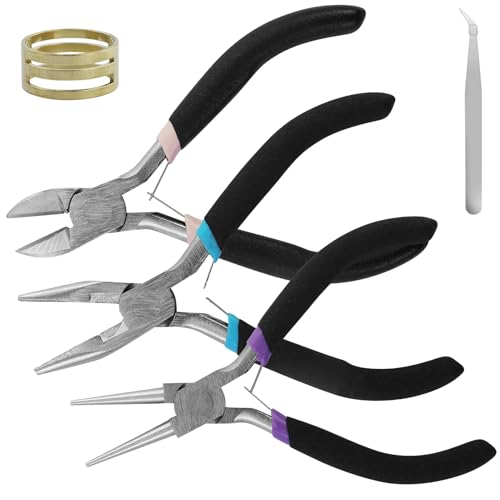 3 Stück Nickel Schmuckzange,Schmuck Zangen Set mit Rundzange, Drahtschneider, Schmuckzange Sprungringöffner für Schmuckherstellung, Schmuckreparatur Bastelzange von JRSHIRLEYLTD