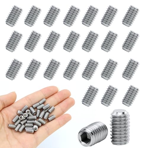32 Stück Madenschrauben M6 × 10 mm, 304 Edelstahl A2 V2A DIN 913 Innensechskant Gewindestifte Kann im Freien benutzt werden von JRSHIRLEYLTD