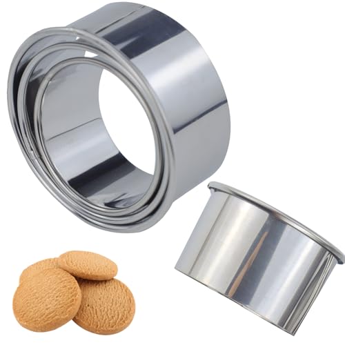 4 Stück Ausstecher Rund, Plätzchen Ausstecher aus Edelstahl 3 Größen Silber Runder Ausstechformen mit Gerollten Kanten DIY-Backwerkzeuge für Gebäck Fondant Kuchen Donuts Kekse von JRSHIRLEYLTD